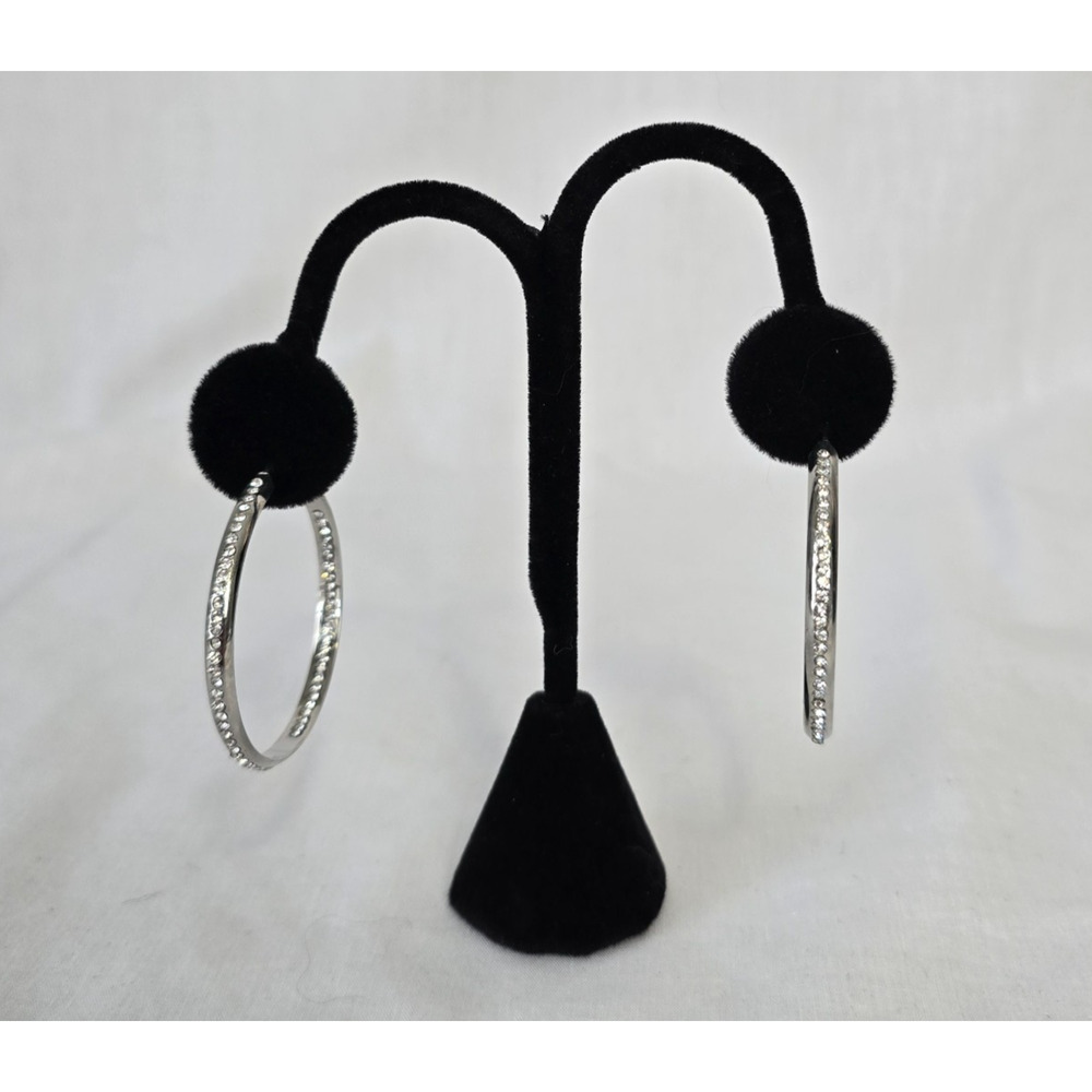 Zaxie by Stephanie Taylor Play it by Ear Hoop Earrings Silver Plated New